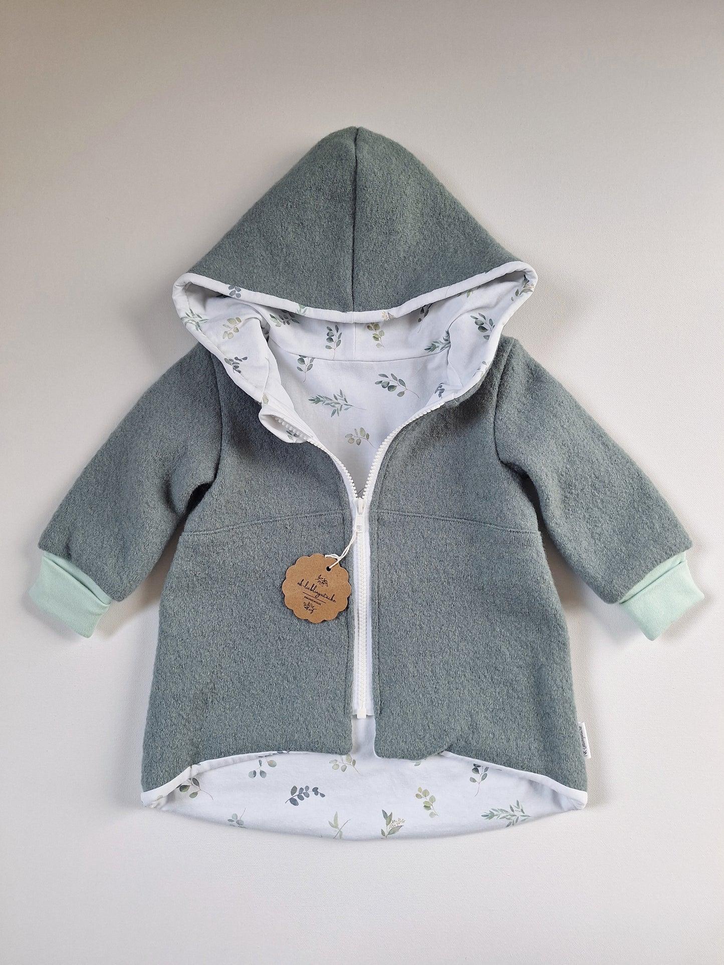 Wollwalk-Mantel Salbei "Eukalyptus" (80 und 98)