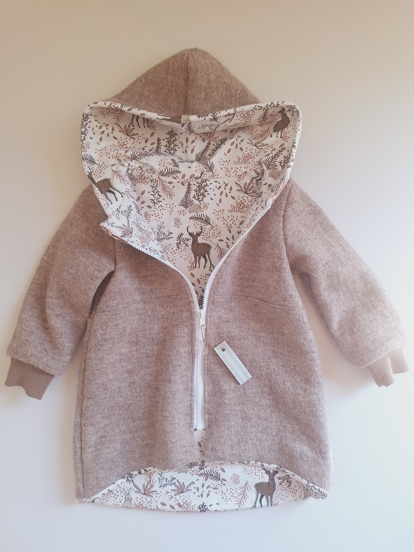 Wollwalk-Mantel Creme meliert "Hirsch & Hase" (104)