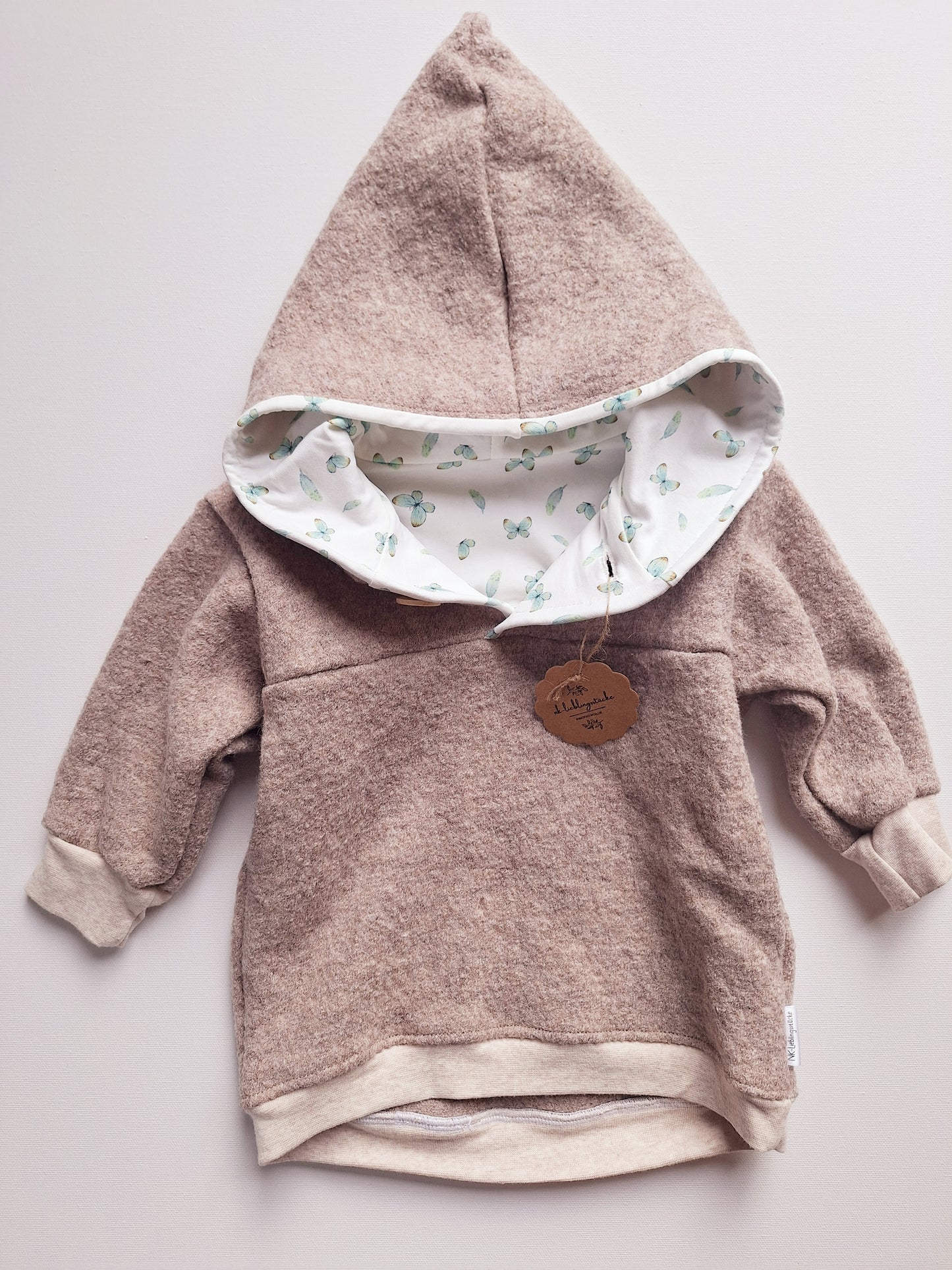 Wollwalk-Hoodie "Schmetterlinge" (86)