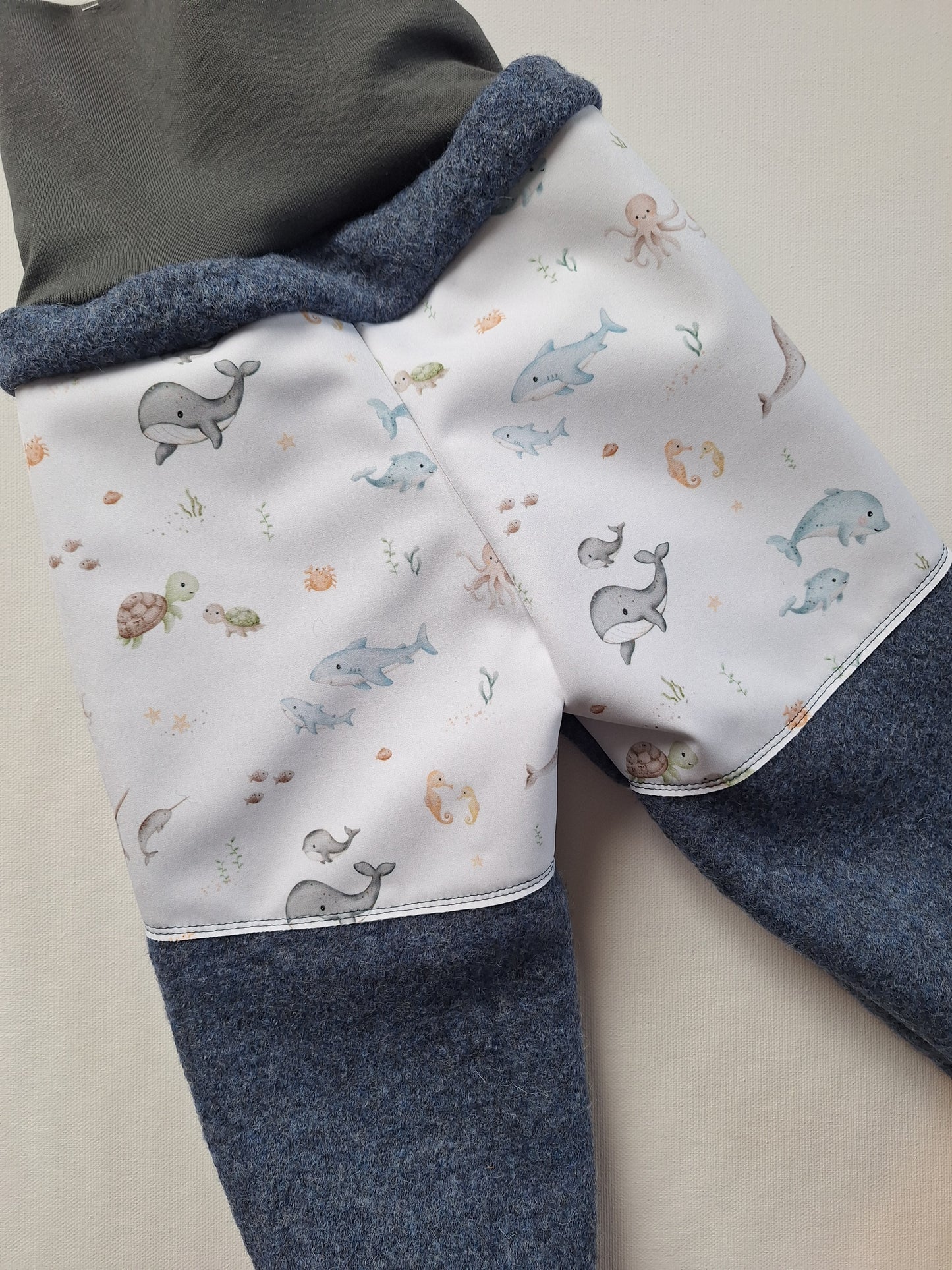 Matschhose - Schurwolle "Meerestiere" Größe 92