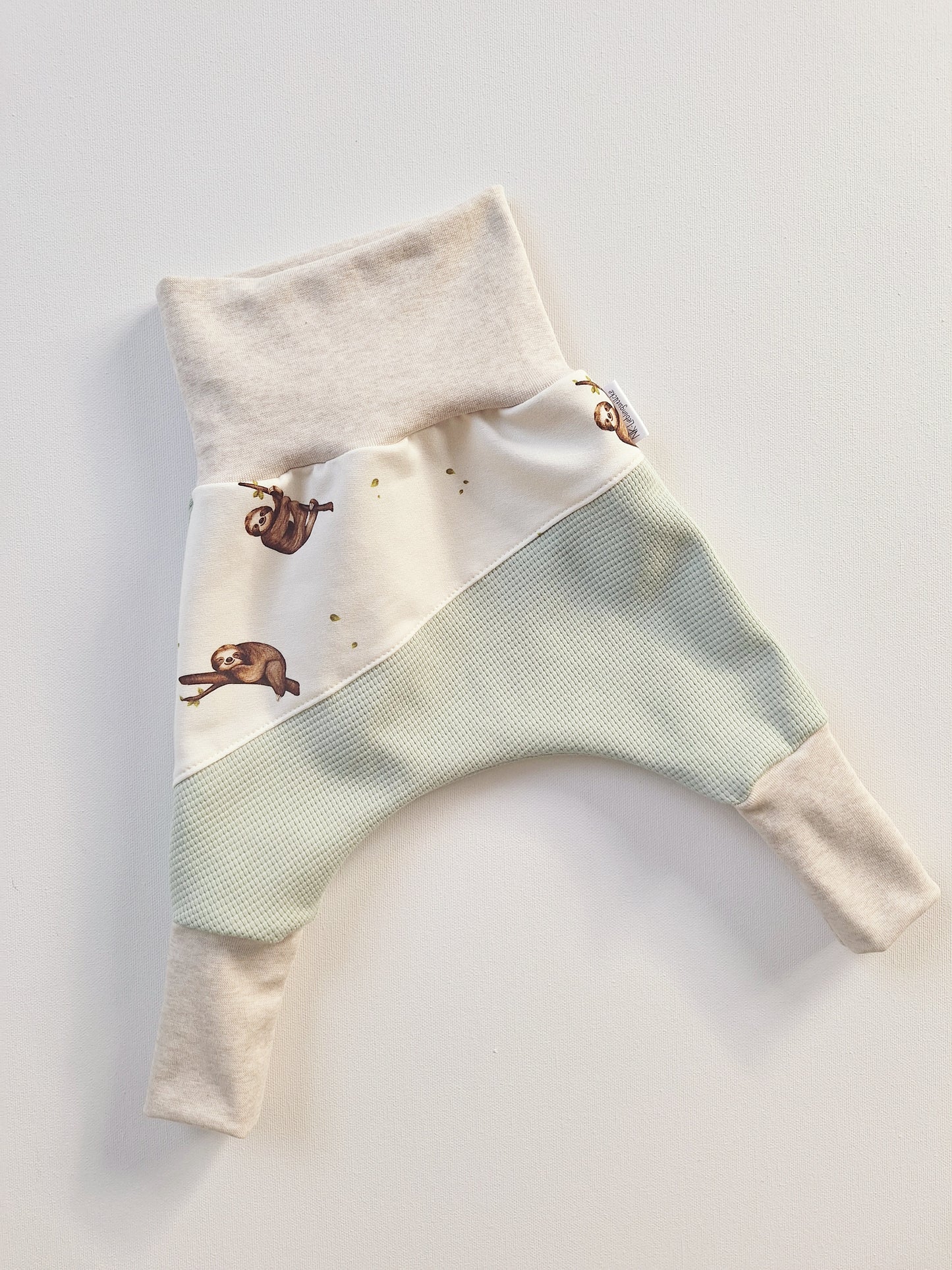 Mitwachshose Waffeljersey altmint mit Teilung (verschiedene Designs)