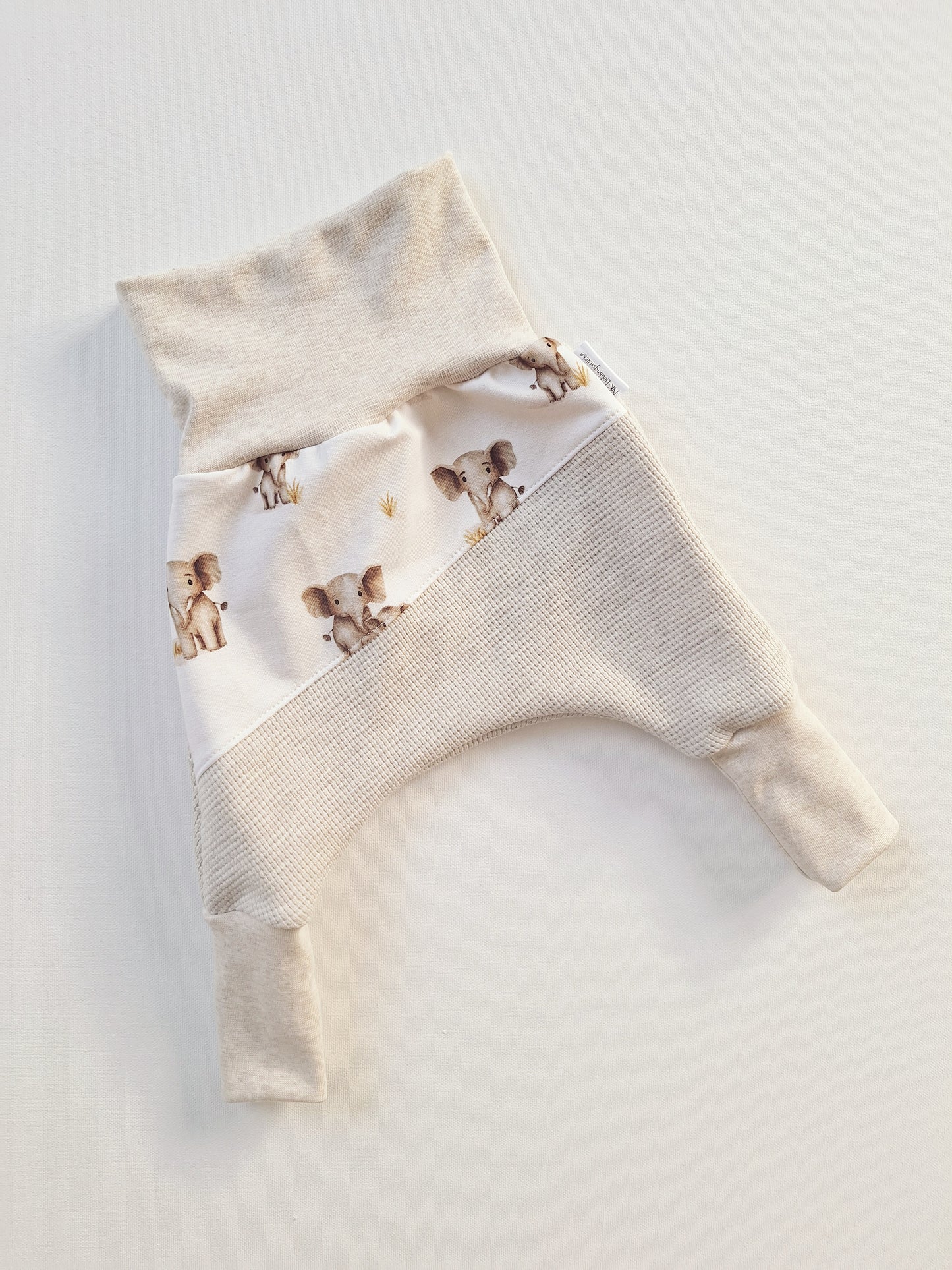 Mitwachshose Waffeljersey creme meliert mit Teilung (verschiedene Designs)