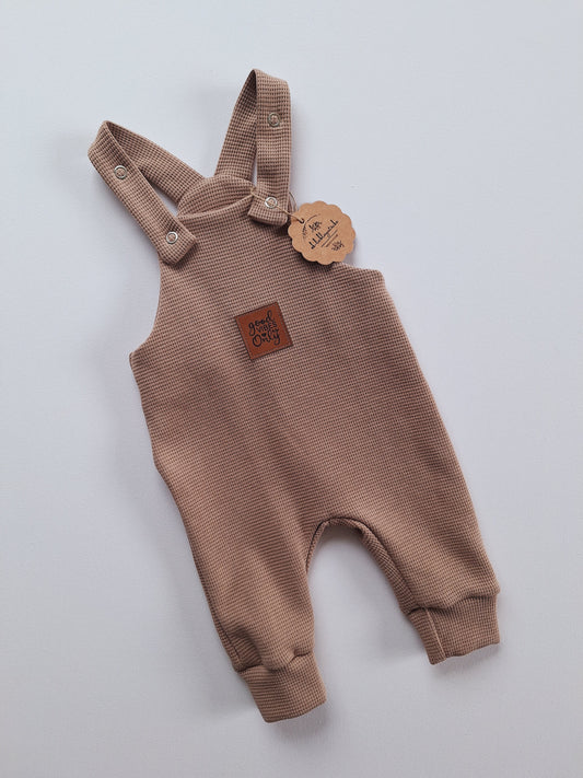 Latzhose "Waffeljersey" taupe/braun