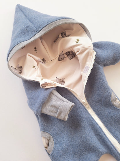 Wollwalk-Overall Rauchblau "Luna" (56)