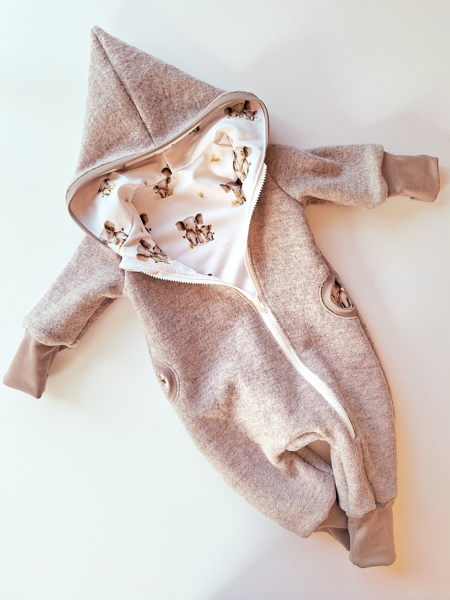 Wollwalk-Overall Creme meliert "Elefant" (80)