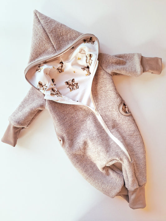 Wollwalk-Overall Creme meliert "Elefant" (80)