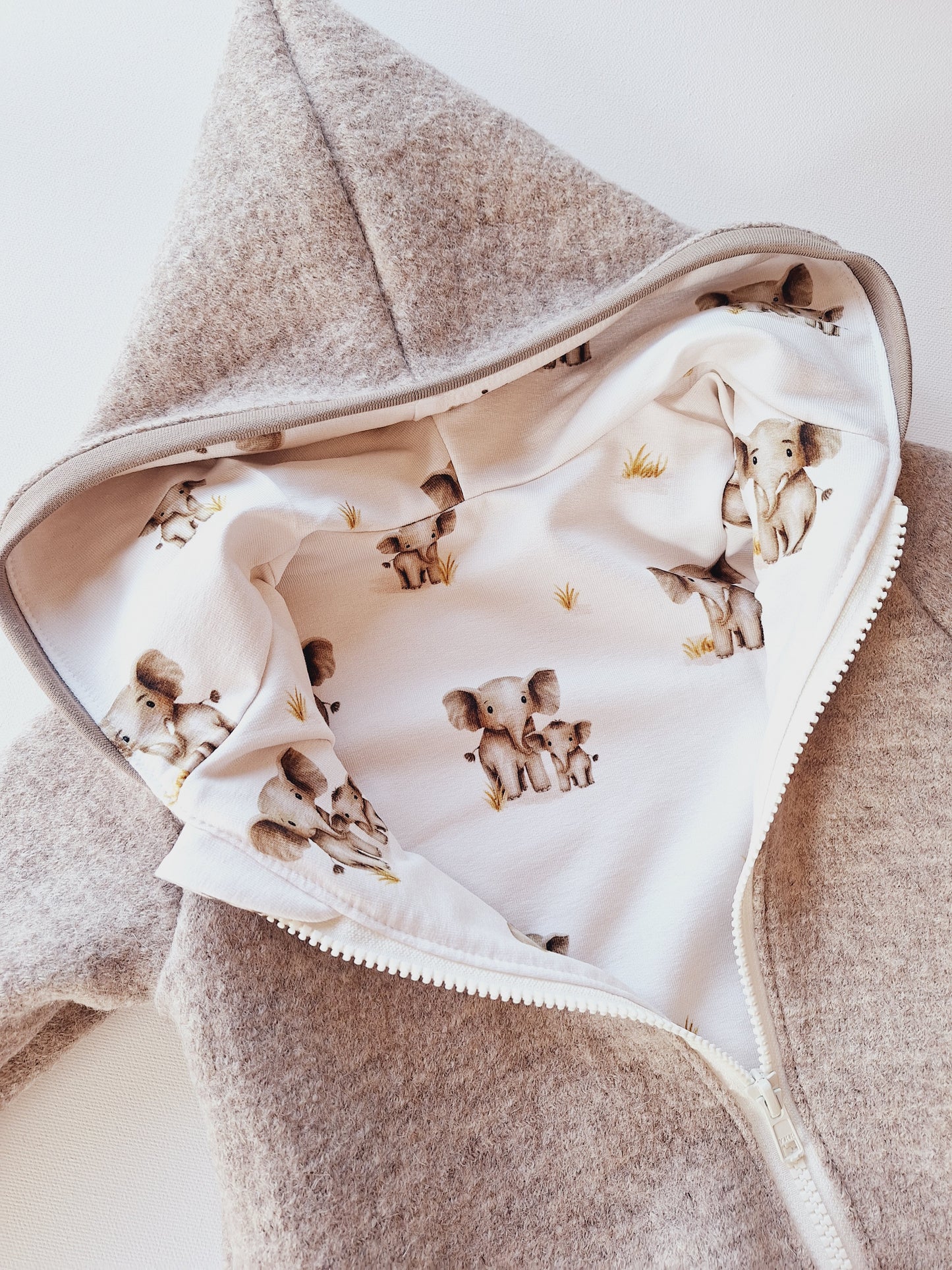 Wollwalk-Overall Creme meliert "Elefant" (80)