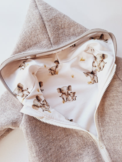 Wollwalk-Overall Creme meliert "Elefant" (80)