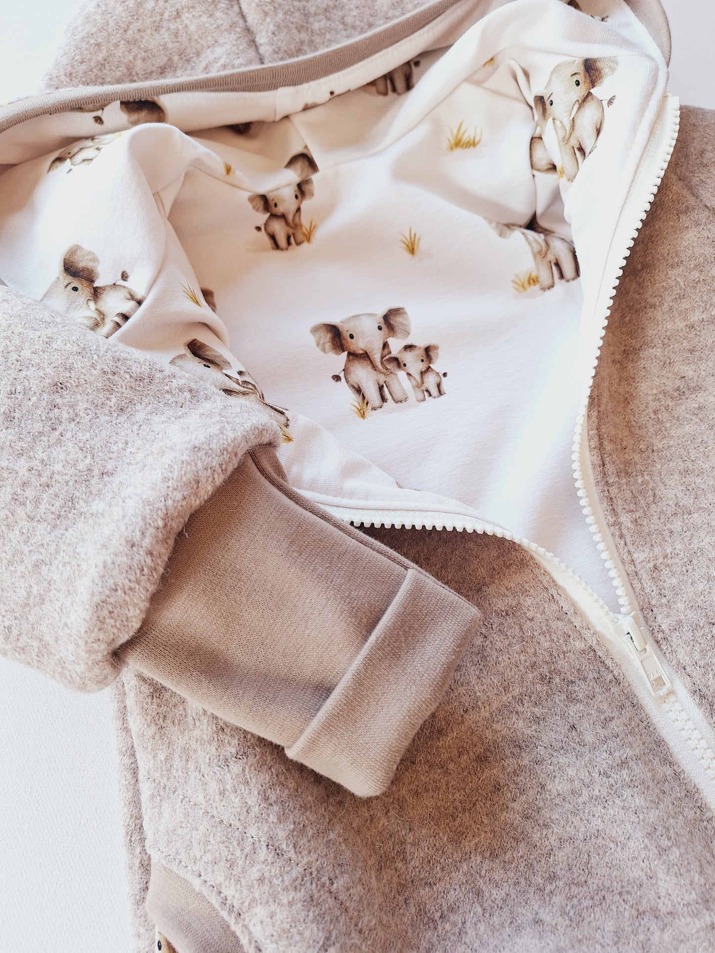 Wollwalk-Overall Creme meliert "Elefant" (80)