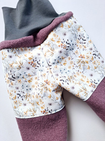 Matschhose - Schurwolle "Blumen" Größe 86