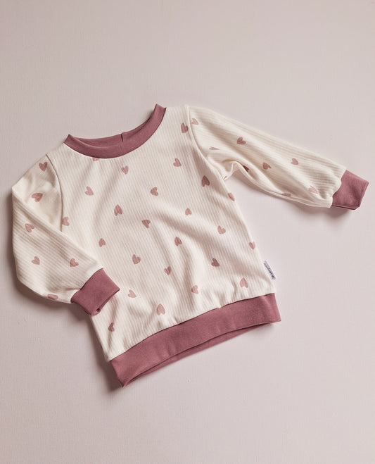 Sweater Ribjersey "Herzen" 86 und 98